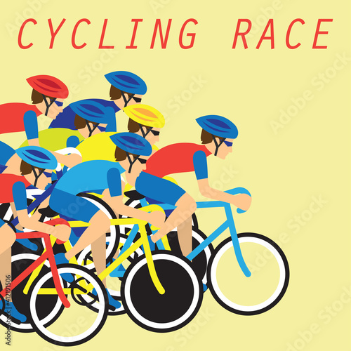group of cyclist at professional race for bike rally event. vector illustration