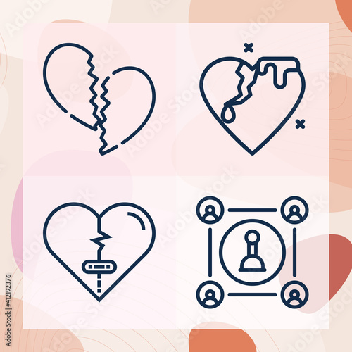 Simple set of smashed related lineal icons
