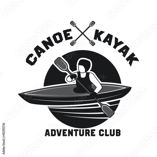 canoeing and kayaking sport activity logo emblems and insignia. vector illustration