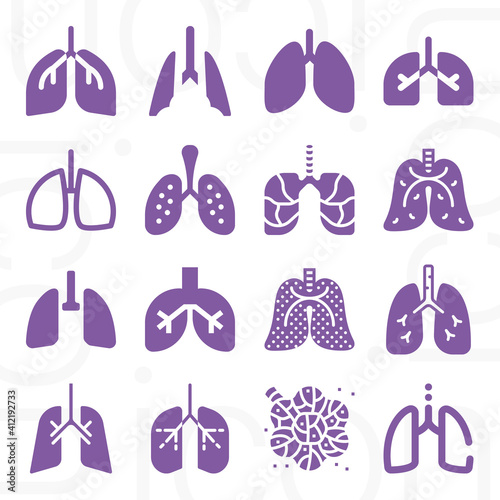 16 pack of bronchial artery  filled web icons set