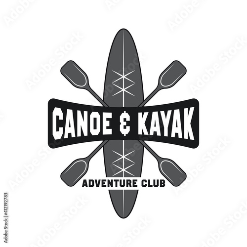 canoeing and kayaking sport activity logo emblems and insignia. vector illustration