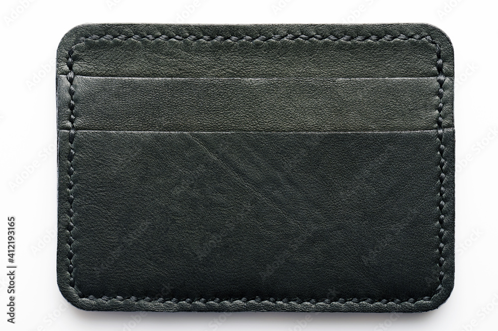 Black leather wallet with pockets