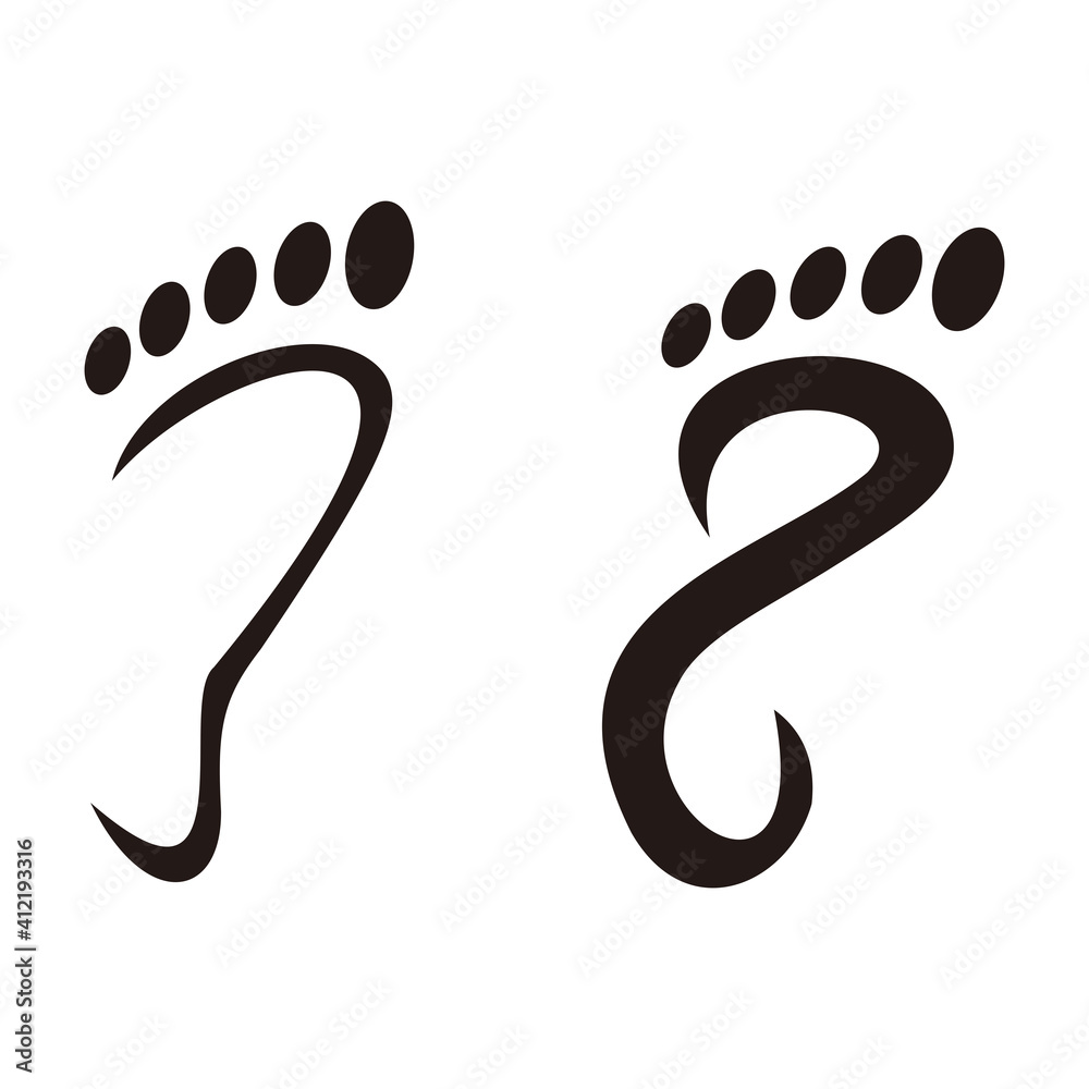 Obraz premium Foot palm set icon template vector
