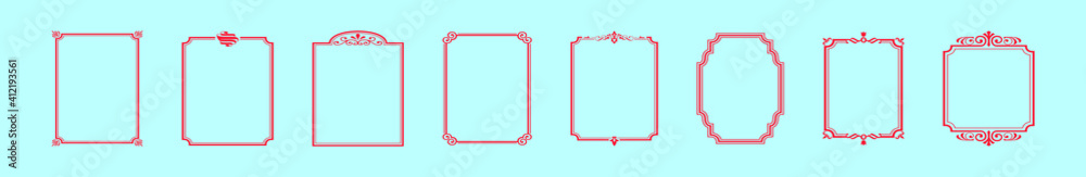 set of frame cadre cartoon icon design template with various models. vector illustration isolated on blue background