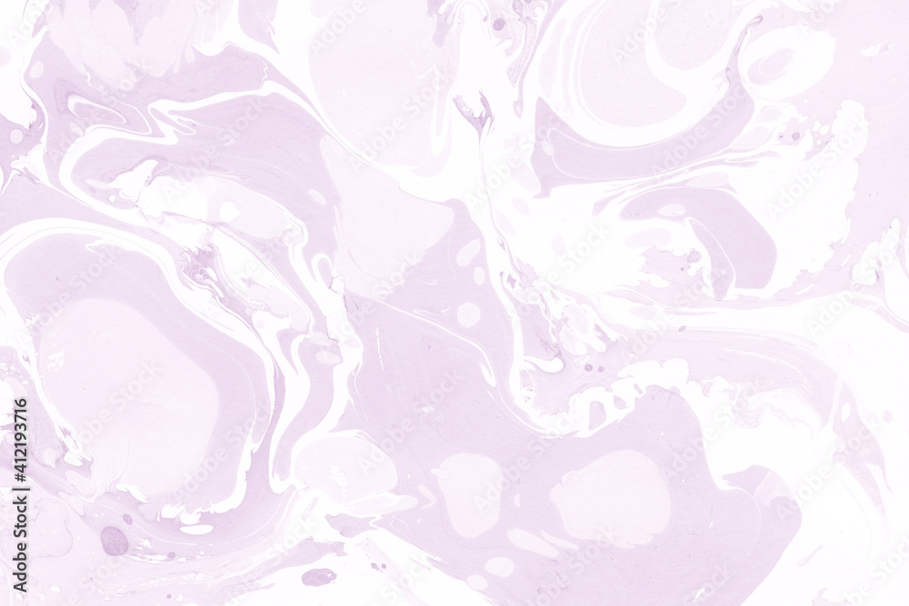 Fototapeta premium Pink marble ink texture on watercolor paper background. Marble stone image. Bath bomb effect. Psychedelic biomorphic art.