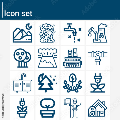 Simple set of geographical area related lineal icons.