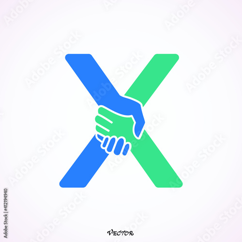 X Letter Logo Template vector icon handshake