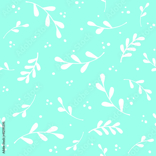 Vector seamless blue and white floral organic pattern. Seamless vector floral background. Man-made twigs. Abstract background. Pattern for paper. Pattern for children's textiles.
