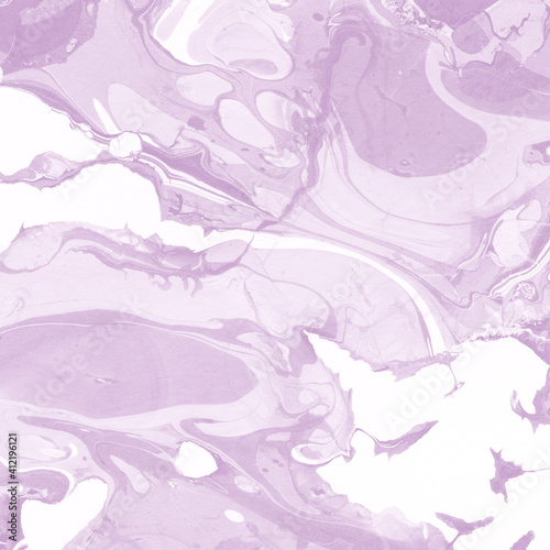 Pink marble ink texture on watercolor paper background. Marble stone image. Bath bomb effect. Psychedelic biomorphic art.