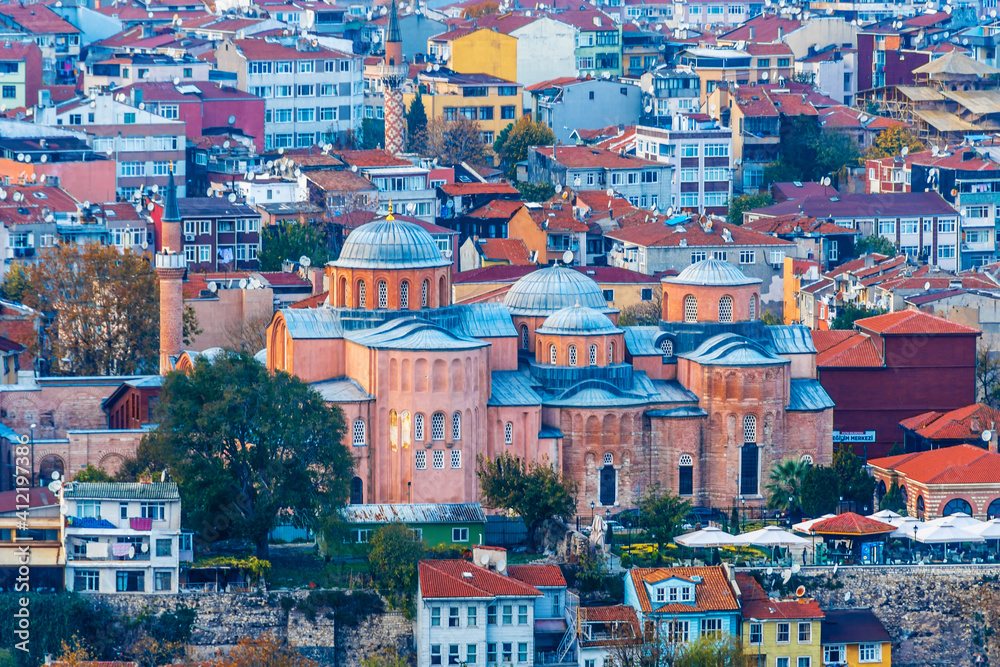 Molla Zeyrek Mosque or Pantokrator Monastery view in Istanbul