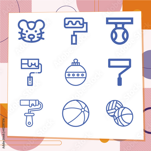 Simple set of 9 icons related to bearings