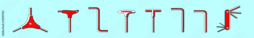 set of tools cartoon icon design template in various models. vector illustration isolated on blue background set of tools cartoon icon design template in various models. vector illustration isolated on blue background