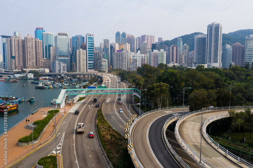 Aerial view of Hong Kong city Aerial view of Hong Kong city