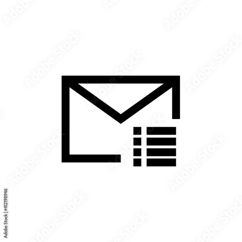 Email list symbol icon in outline style. Message and email symbols with conditions. Vector