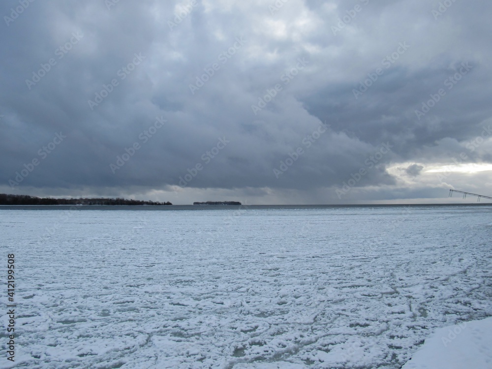 Snow clouds over lake Simcoe, Canada Snow clouds over lake Simcoe, Canada