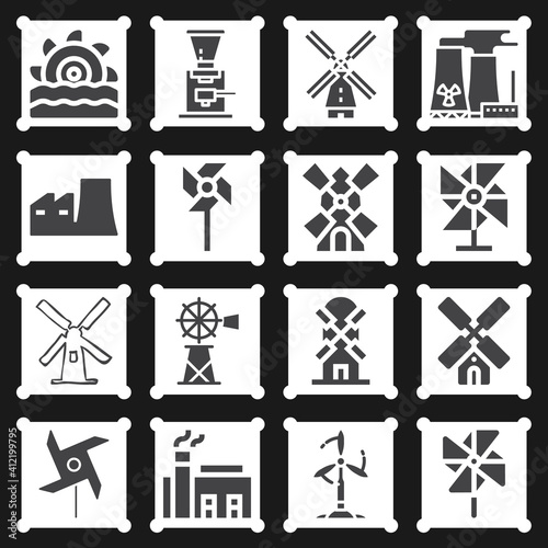 16 pack of shop floor  filled web icons set