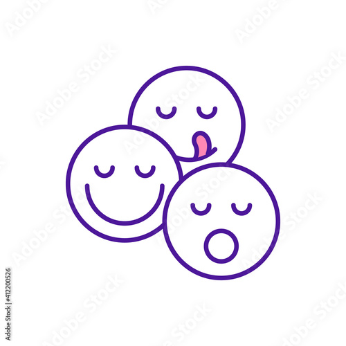 Emotional intelligence RGB color icon. Facial expression. Social ability and empathy for children. Baby, infant learning communication. Early childhood development. Isolated vector illustration