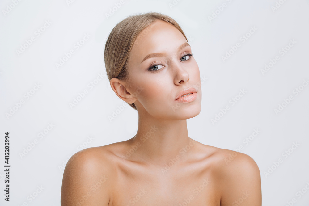 Close up beauty portrait of perfect skin young woman face. Beautiful make up Close up beauty portrait of perfect skin young woman face. Beautiful make up