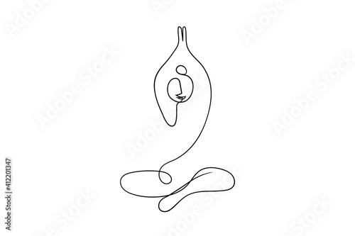 continuous line drawing of women yoga concept. health care vector illustration for graphic design or fitness content	
