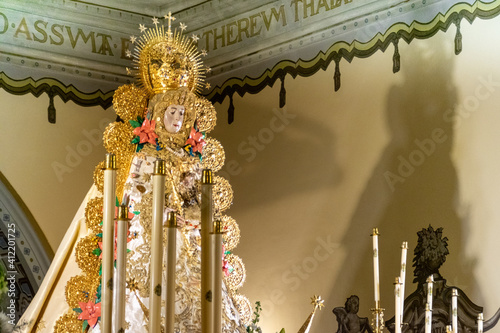 Amazing image of the Virgen del Rocío in the church of Almonte, spain photo