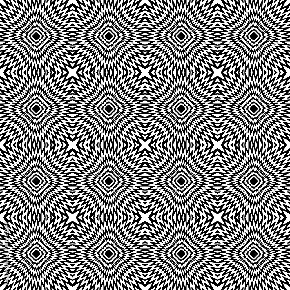 Swirl hypnotic black and white spiral seamless pattern. Monochrome ...