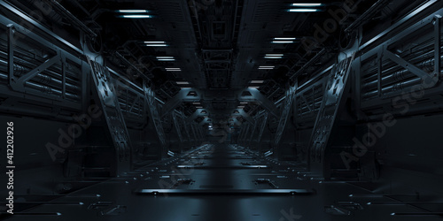 Fototapeta Naklejka Na Ścianę i Meble -  3d si-fi facility design, technology concept corridor