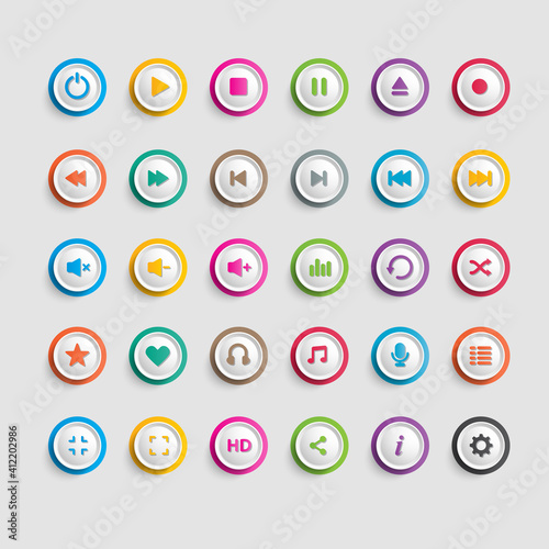 user interface music icon app set collection