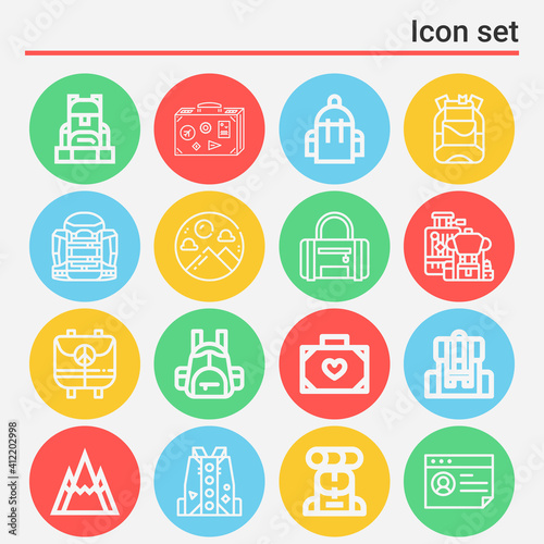 16 pack of voyage lineal web icons set