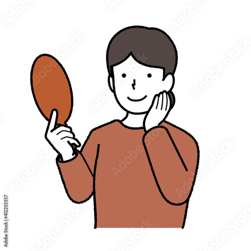 Illustration of a woman holding a mirror