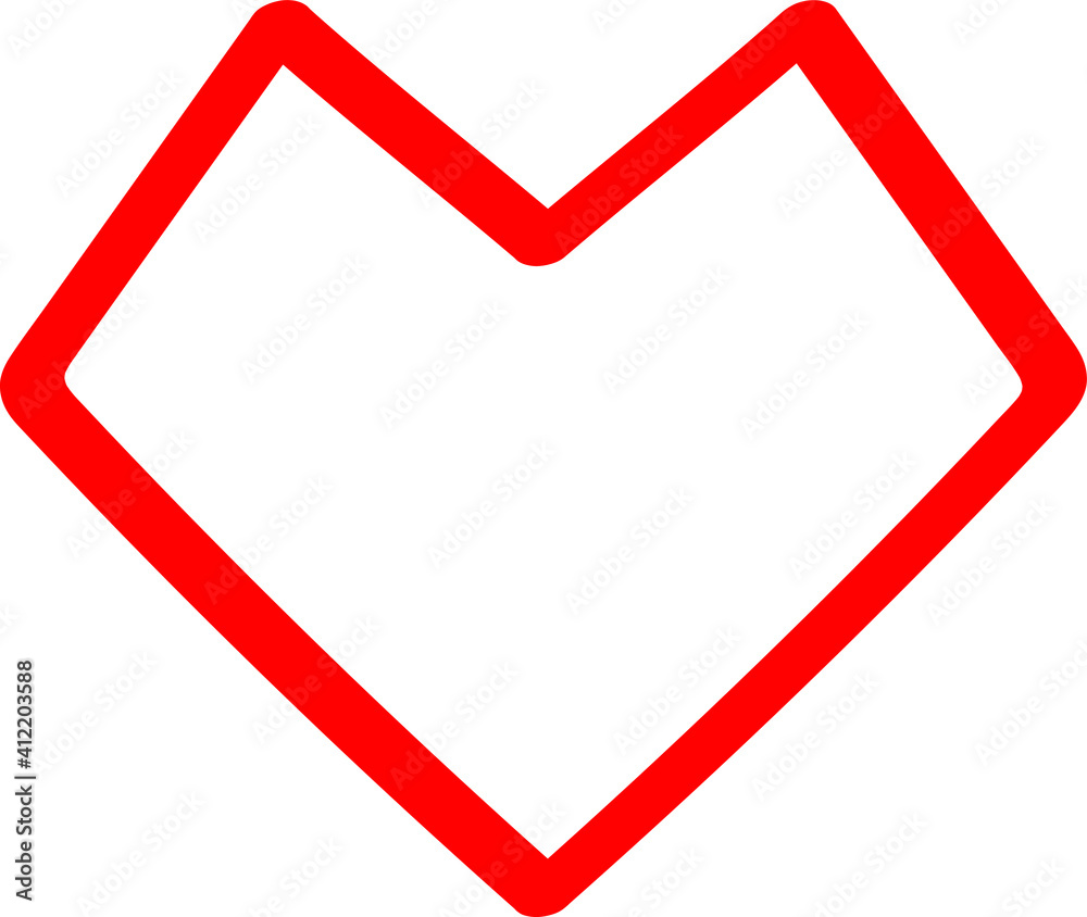Red heart - outline drawing for an emblem or logo. Template for greeting card for Valentine's Day. Red heart - outline drawing for an emblem or logo. Template for greeting card for Valentine's Day.