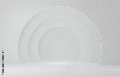 White Product Stand in white room ,Studio Scene For Product ,minimal design,3D rendering