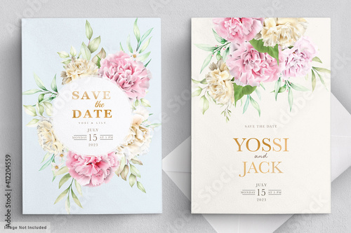 Wedding invitation card with beautiful flowers