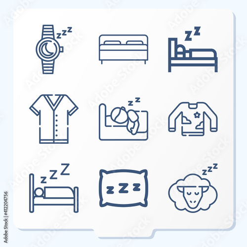 Simple set of 9 icons related to eternal rest