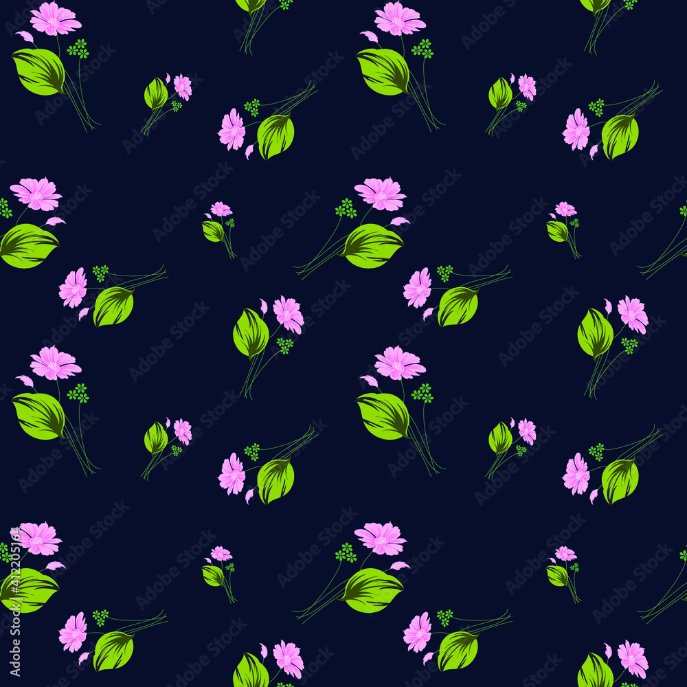 Fototapeta premium seamless small vector flower design pattern on background