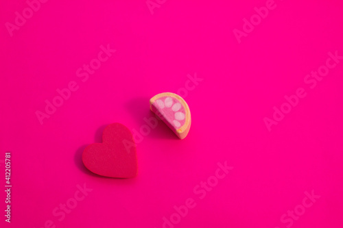 creative idea with heart on pink background. conception of love