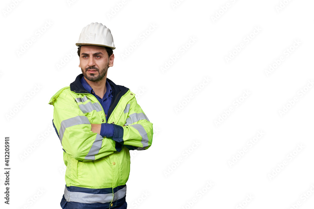 Smart engineer portrait on white isolate background Smart engineer portrait on white isolate background