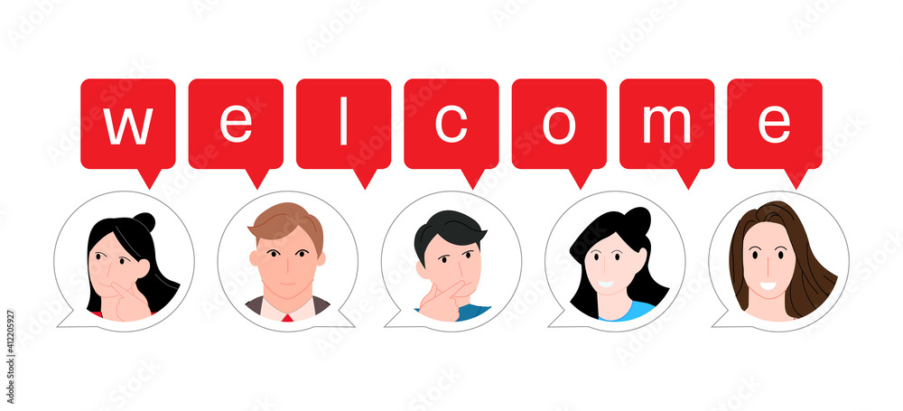 People in the bubles text for your ideas. Vector illustration cartoon flat design modern style People in the bubles text for your ideas. Vector illustration cartoon flat design modern style