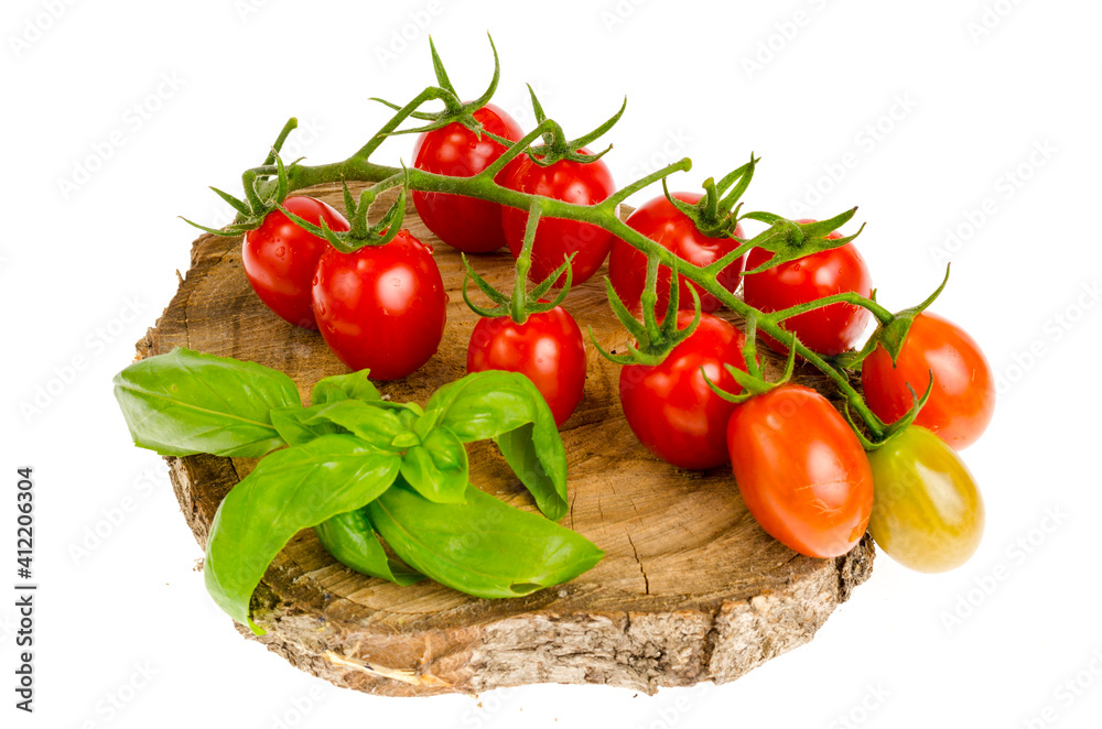 Ripe tasty juicy tomatoes of different shapes. Studio Photo