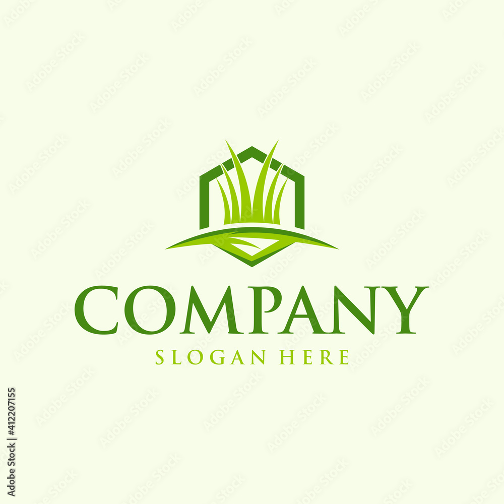 Home Green Grass Logo Design