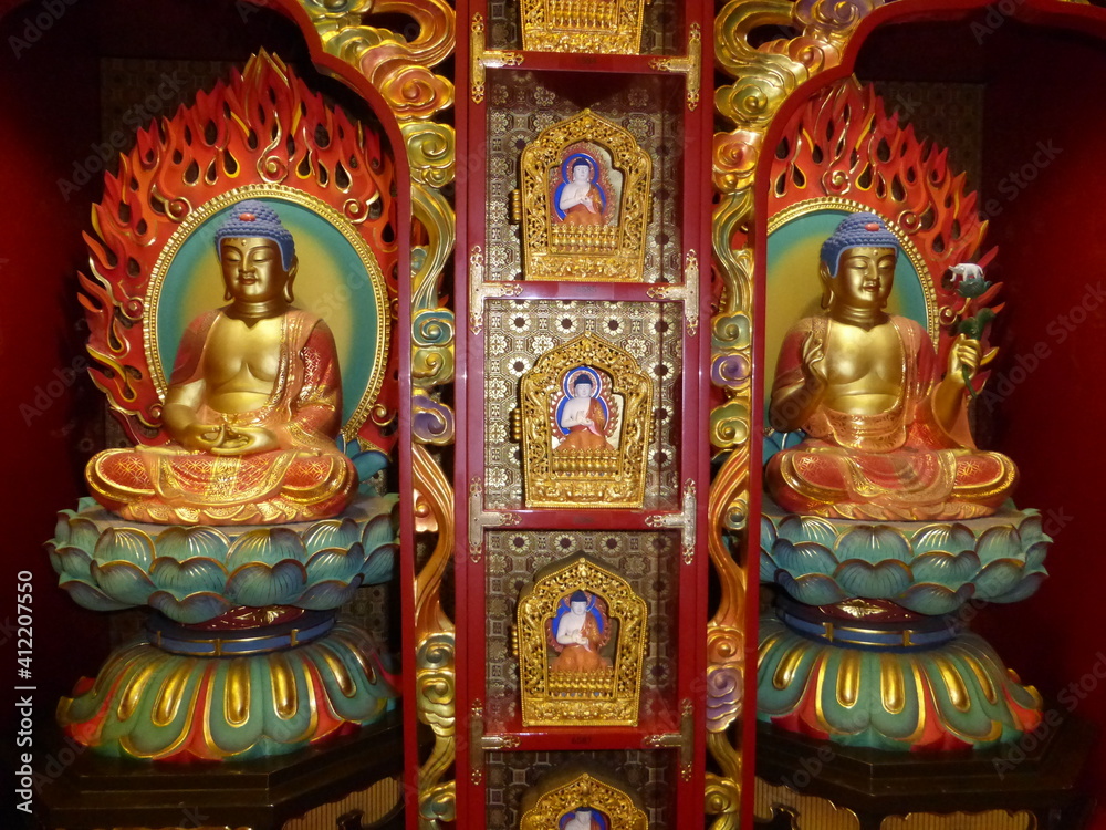 Interior of the Buddha tooth Relic Temple, Singapore