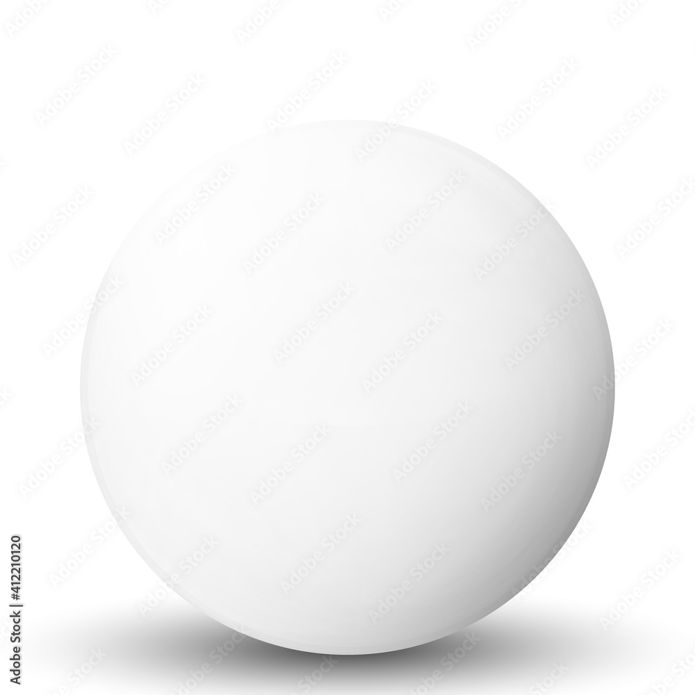 Glass white ball or precious pearl. Glossy realistic ball, 3D abstract vector illustration highlighted on a white background. Big metal bubble with shadow. Glass white ball or precious pearl. Glossy realistic ball, 3D abstract vector illustration highlighted on a white background. Big metal bubble with shadow.