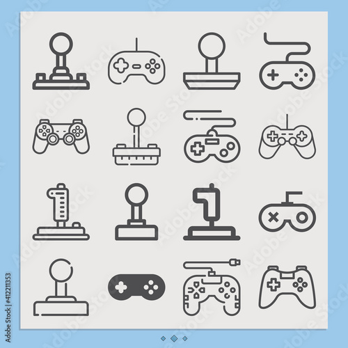 Simple set of joystick related lineal icons.