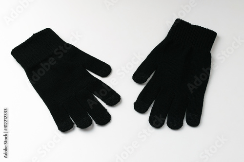 Black Gloves on White Background