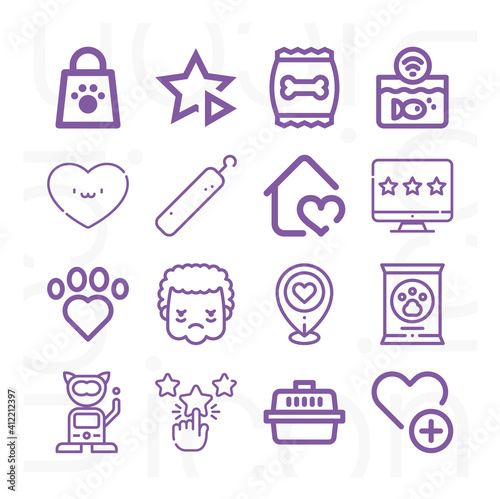 16 pack of favored  lineal web icons set