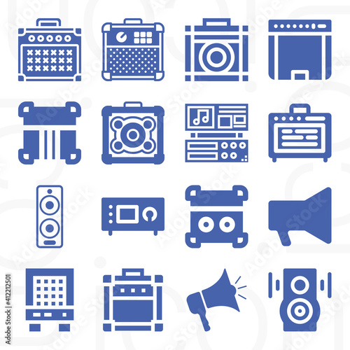 16 pack of amplification  filled web icons set