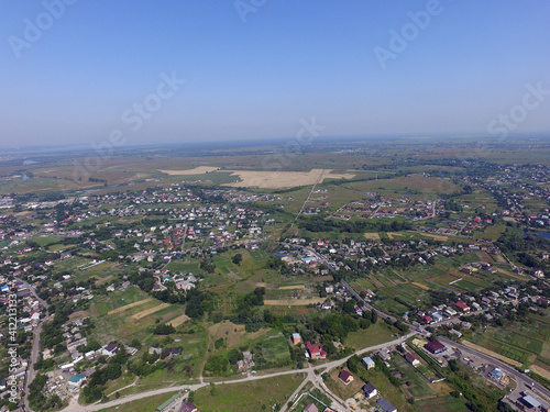 Aerial view of the saburb landscape (drone image). Near Kiev ,Ukraine