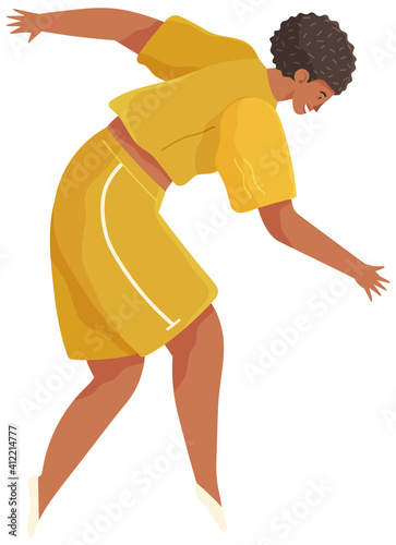 Cartoon female soaring and flying in the air dreaming vector illustration isolated on white background. Woman floating in imagination dream. A girl flying in dreams or sky wearing casual clothes