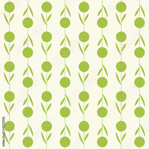 Scandinavian simple botanical seamless pattern. Pastel green.