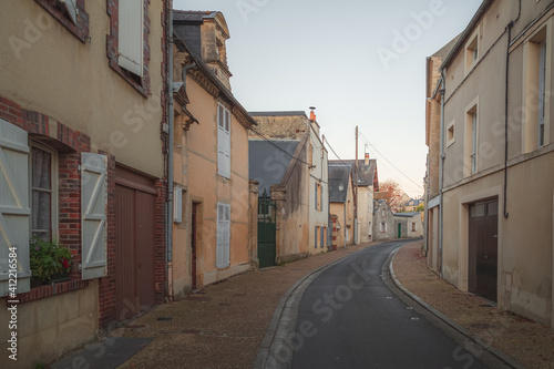 Fototapeta Naklejka Na Ścianę i Meble -  A quiet evening on a residential street in the historic old town of Bayeux in Normandy, France