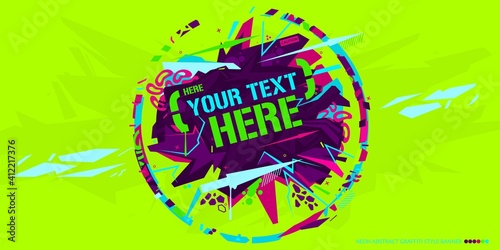 Cyberpunk Colorful Neon Abstract Graffiti Style Banner Vector Illustration Art Template